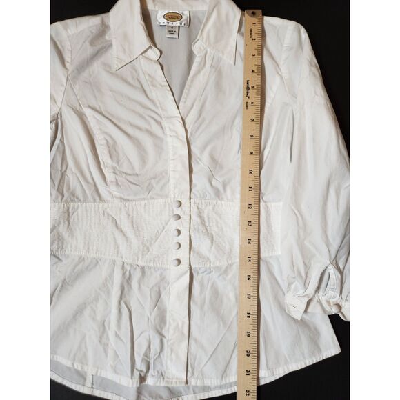 Talbots Petites Button-Down 3/4 sleeve Blouse Women’s Size 4 White - Picture 9 of 9
